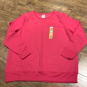 Hanes eco smart crew neck sweater in jazz berry pink